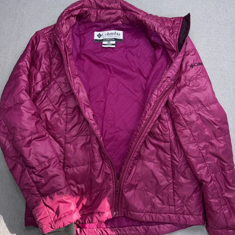 COLUMBIA Women's Interchange Puffer Jacket Coat Dark Pink Burgundy Size med - Picture 6 of 9